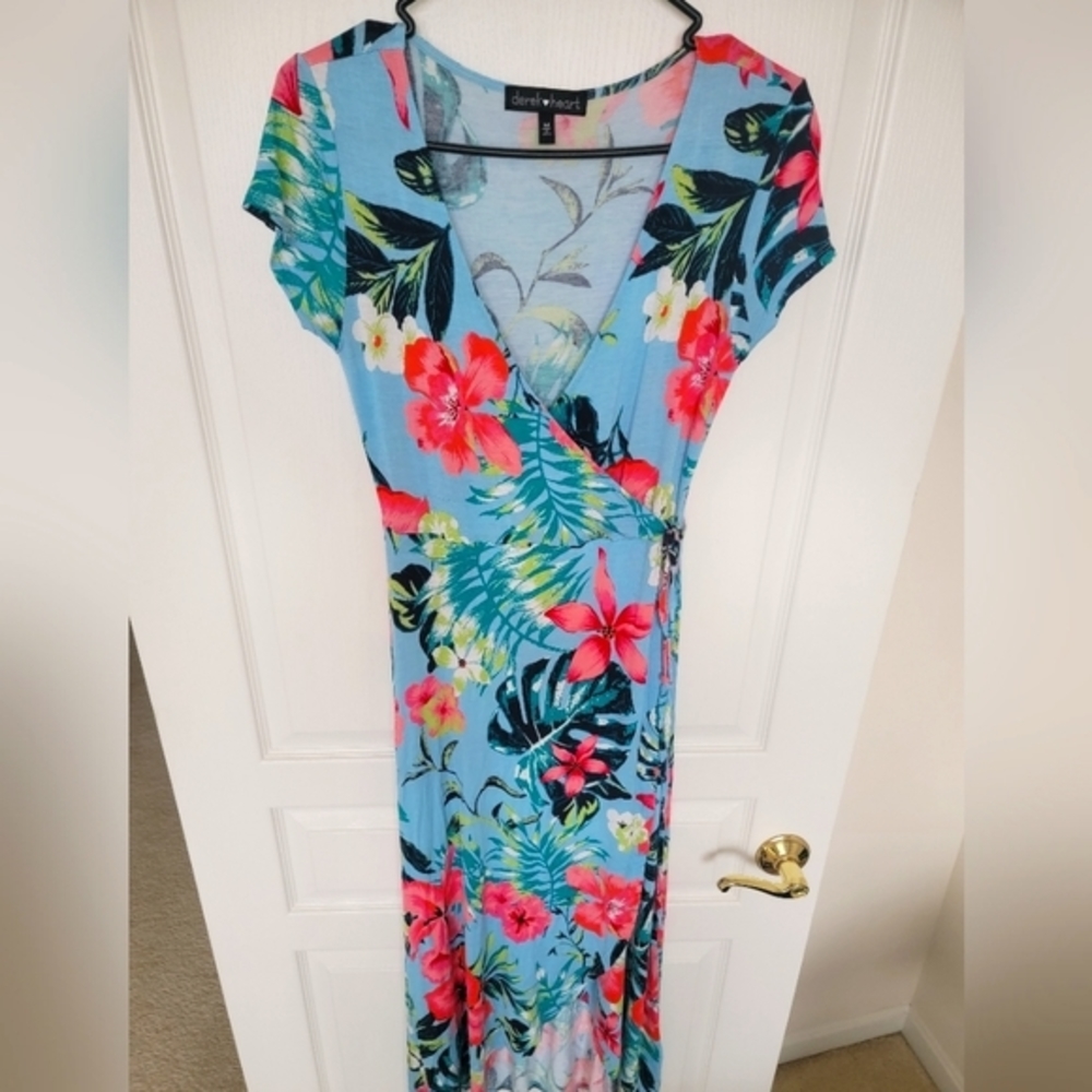 Derek Heart Short Sleeve Floral Maxi Dress
